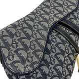 クリスチャン・ディオール Christian Dior サドルバッグ ネイビー ゴールド金具 トロッターキャンバス レディース ショルダーバッグ