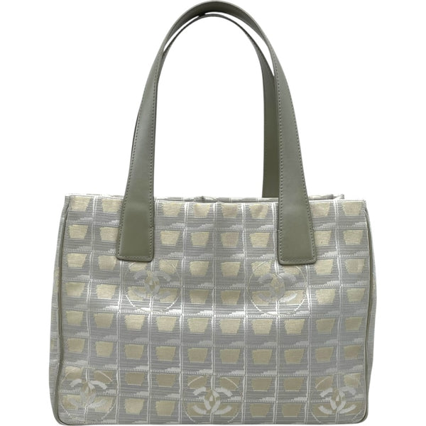 シャネル CHANEL ニュートラベルライントートPM A20457 10番台 シャンパンゴールド SV金具 ナイロンジャガード レディース ハンドバッグ