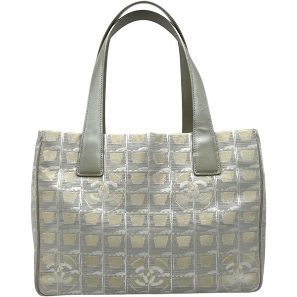 シャネル CHANEL ニュートラベルライントートPM A20457 10番台 シャンパンゴールド SV金具 ナイロンジャガード レディース ハンドバッグ