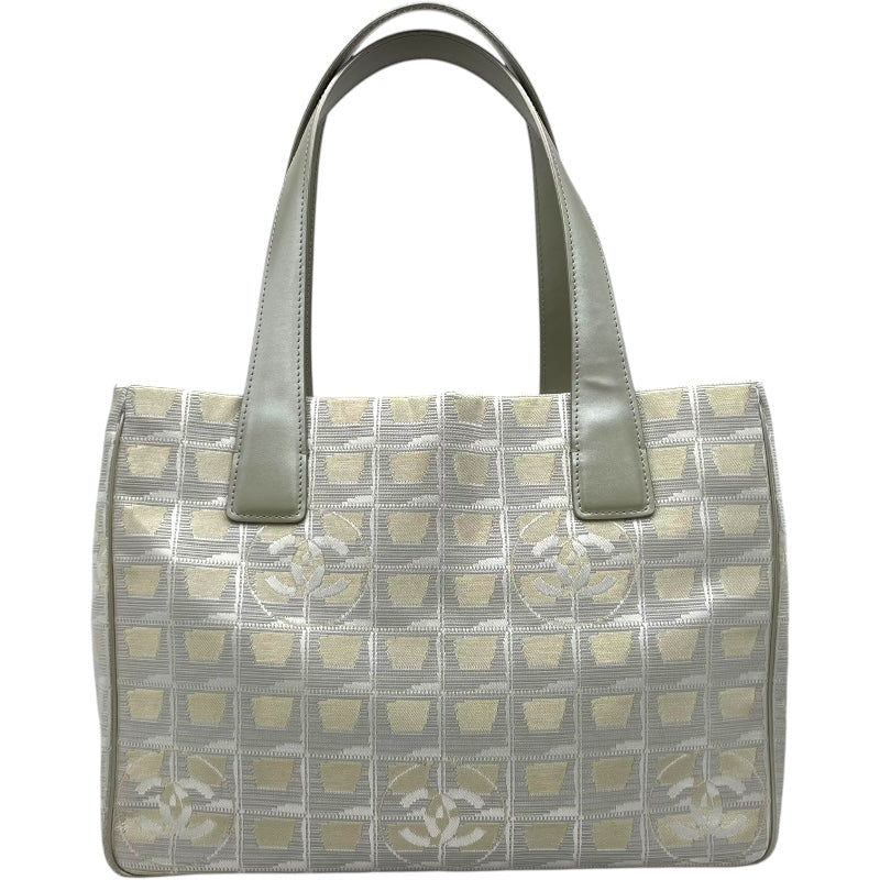 シャネル CHANEL ニュートラベルライントートPM A20457 10番台 シャンパンゴールド SV金具 ナイロンジャガード レディース ハンドバッグ