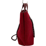 シャネル CHANEL 2WAY チェーントート A66709 15番台 レッド SV金具 フェルト レディース トートバッグ