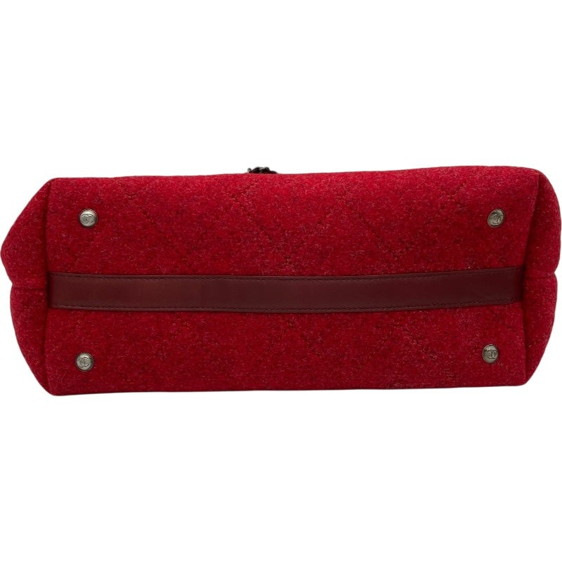 シャネル CHANEL 2WAY チェーントート A66709 15番台 レッド SV金具 フェルト レディース トートバッグ