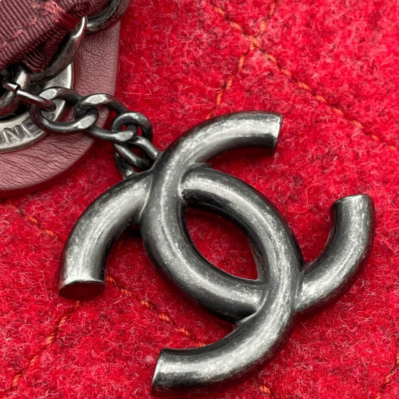 シャネル CHANEL 2WAY チェーントート A66709 15番台 レッド SV金具 フェルト レディース トートバッグ
