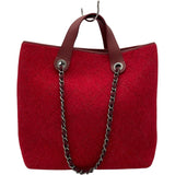 シャネル CHANEL 2WAY チェーントート A66709 15番台 レッド SV金具 フェルト レディース トートバッグ