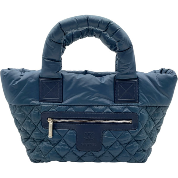 シャネル CHANEL コココクーン トートGM A47107 ブルー SV金具 ナイロン レディース トートバッグ