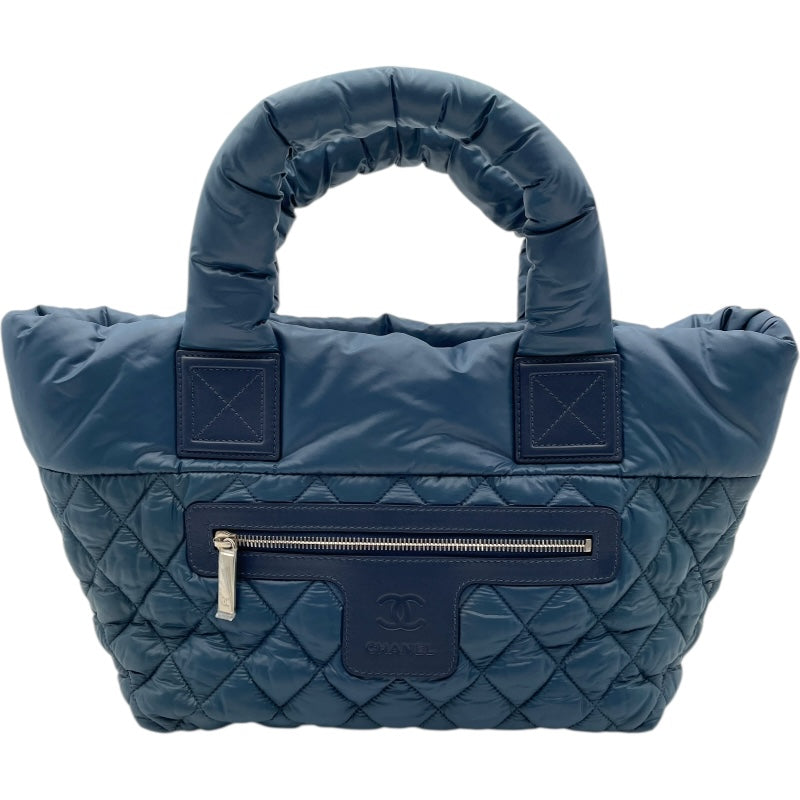 シャネル CHANEL コココクーン トートGM A47107 ブルー SV金具 ナイロン レディース トートバッグ