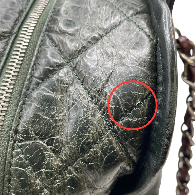 シャネル CHANEL チェーンショルダーバッグ A50605 14番台 グリーン SV金具 カーフ レディース ハンドバッグ