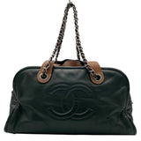 シャネル CHANEL チェーンショルダーバッグ A50605 14番台 グリーン SV金具 カーフ レディース ハンドバッグ