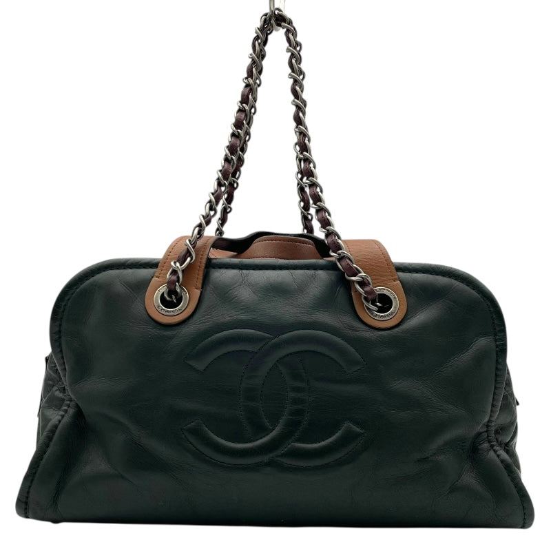 シャネル CHANEL チェーンショルダーバッグ A50605 14番台 グリーン SV金具 カーフ レディース ハンドバッグ