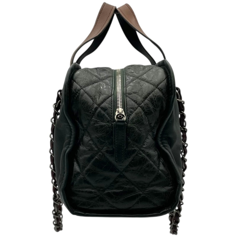 シャネル CHANEL チェーンショルダーバッグ A50605 14番台 グリーン SV金具 カーフ レディース ハンドバッグ