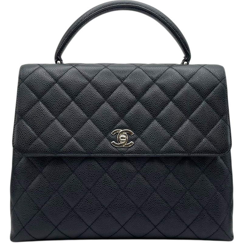 シャネル CHANEL マトラッセハンド A12397 5番台 ブラック SV金具 キャビアスキン レディース ハンドバッグ