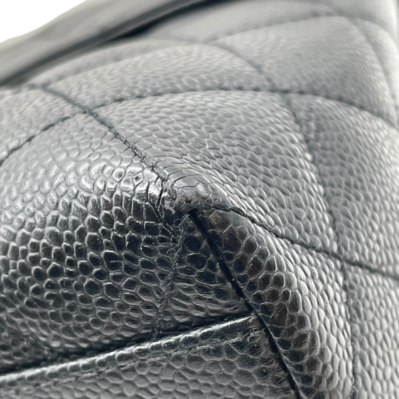 シャネル CHANEL マトラッセハンド A12397 5番台 ブラック SV金具 キャビアスキン レディース ハンドバッグ