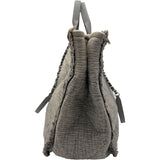 シャネル CHANEL ドーヴィル ラージショッピング A57180 グレー SV金具 キャンバス レディース ショルダーバッグ