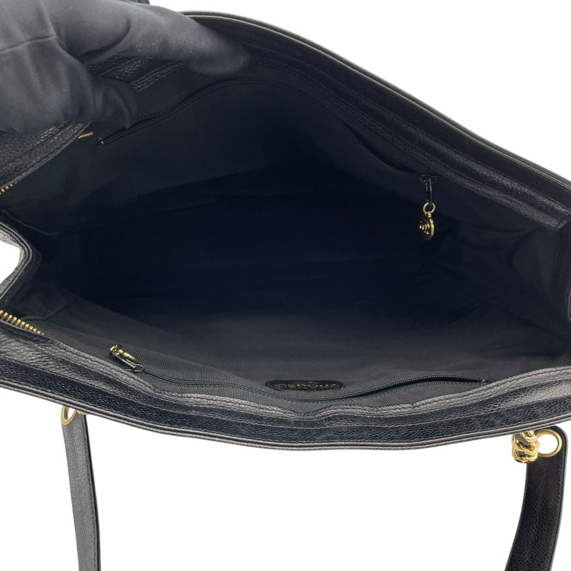 シャネル CHANEL ココチェーントート 3番台 ブラック　GD金具 キャビア レディース トートバッグ