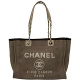 シャネル CHANEL ドーヴィルMM A67001 17番台 ブラウン SV金具 キャンバス レディース トートバッグ