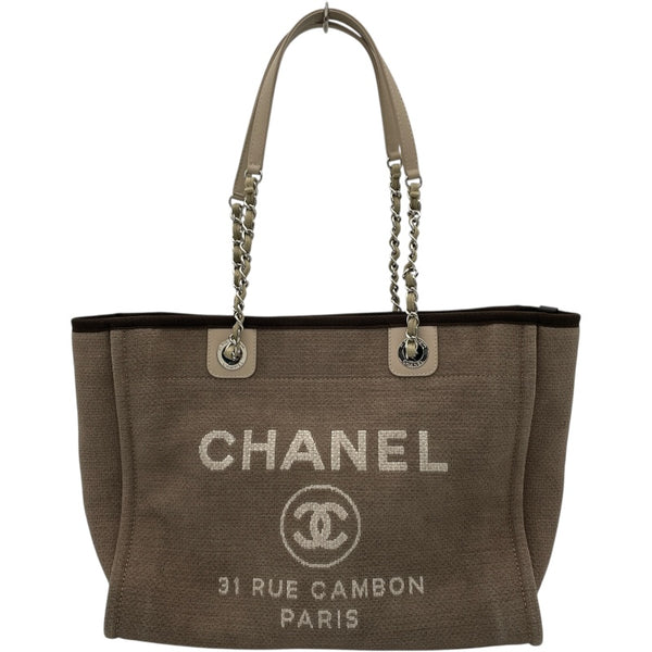シャネル CHANEL ドーヴィルMM A67001 17番台 ブラウン SV金具 キャンバス レディース トートバッグ