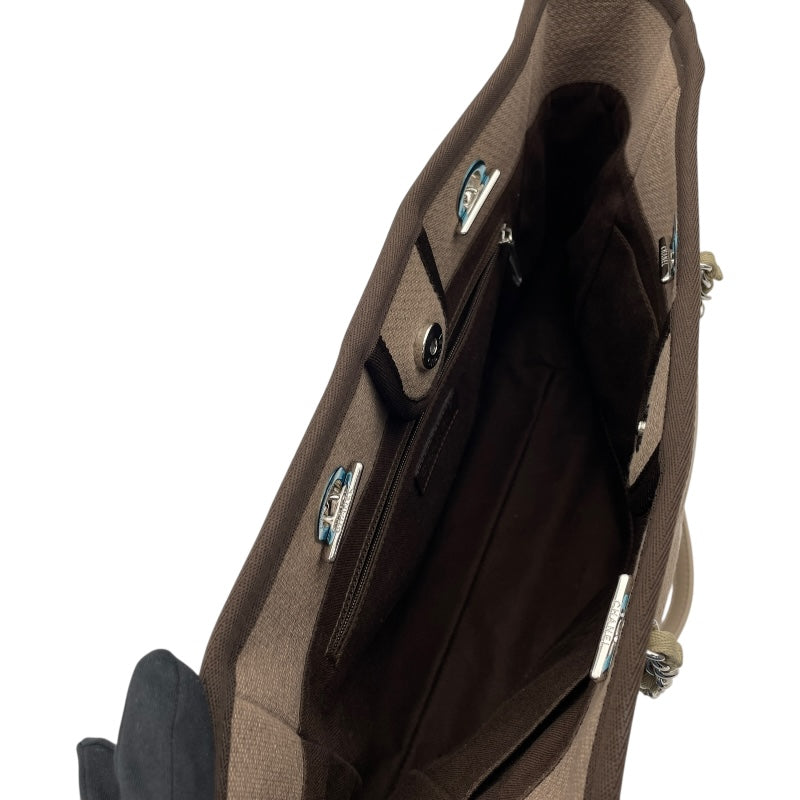 シャネル CHANEL ドーヴィルMM A67001 17番台 ブラウン SV金具 キャンバス レディース トートバッグ