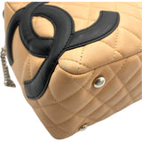シャネル CHANEL カンボンライン ボーリング A25171 9番台 ベージュ・ブラック SV金具 ラム レディース ショルダーバッグ