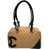 シャネル CHANEL カンボンライン ボーリング A25171 9番台 ベージュ・ブラック SV金具 ラム レディース ショルダーバッグ
