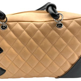 シャネル CHANEL カンボンライン ボーリング A25171 9番台 ベージュ・ブラック SV金具 ラム レディース ショルダーバッグ