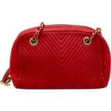 シャネル CHANEL ココマークチェーンバッグ 22番台 レッド　GD金具 カーフ レディース ハンドバッグ