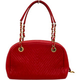 シャネル CHANEL ココマークチェーンバッグ 22番台 レッド　GD金具 カーフ レディース ハンドバッグ