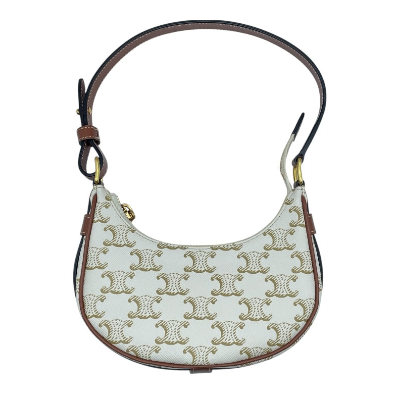 セリーヌ CELINE ミニアヴァ ホワイトxタン GD金具　 トリオンフキャンバス/カーフ レディース ハンドバッグ