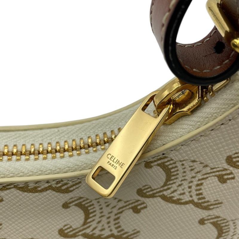 セリーヌ CELINE ミニアヴァ ホワイトxタン GD金具　 トリオンフキャンバス/カーフ レディース ハンドバッグ