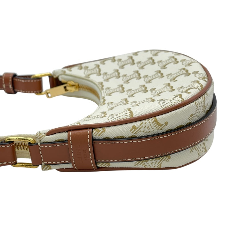 セリーヌ CELINE ミニアヴァ ホワイトxタン GD金具　 トリオンフキャンバス/カーフ レディース ハンドバッグ