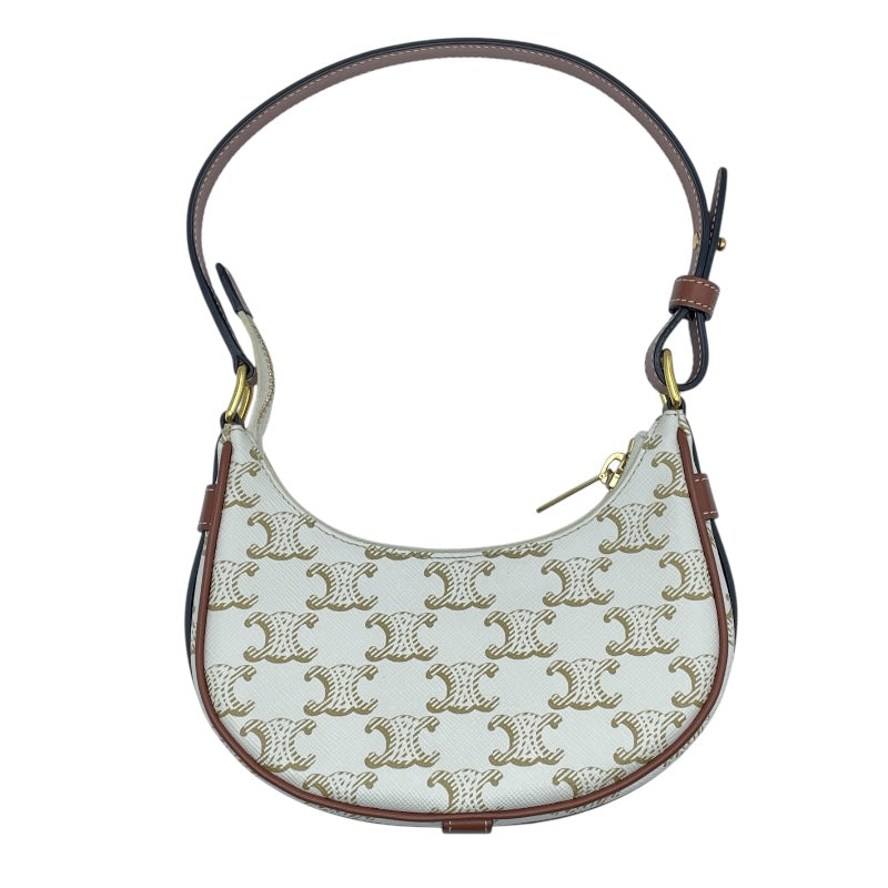 セリーヌ CELINE ミニアヴァ ホワイトxタン GD金具　 トリオンフキャンバス/カーフ レディース ハンドバッグ