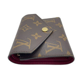 ルイ・ヴィトン LOUIS VUITTON ポルトフォイユ・ヴィクトリーヌ M41938 ブラウン×フーシャ モノグラムキャンバス レディース 三つ折り財布