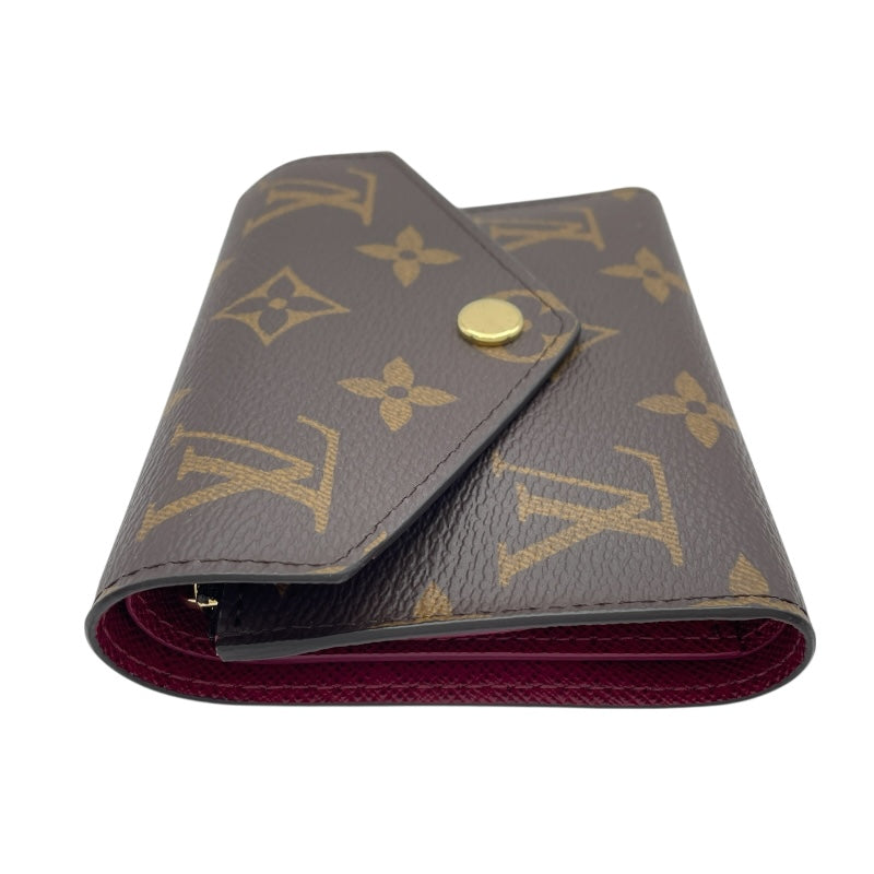 ルイ・ヴィトン LOUIS VUITTON ポルトフォイユ・ヴィクトリーヌ M41938 ブラウン×フーシャ モノグラムキャンバス レディース 三つ折り財布