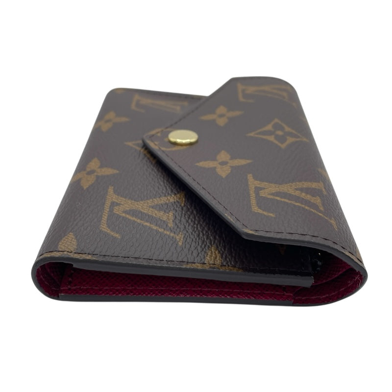 ルイ・ヴィトン LOUIS VUITTON ポルトフォイユ・ヴィクトリーヌ M41938 ブラウン×フーシャ モノグラムキャンバス レディース 三つ折り財布