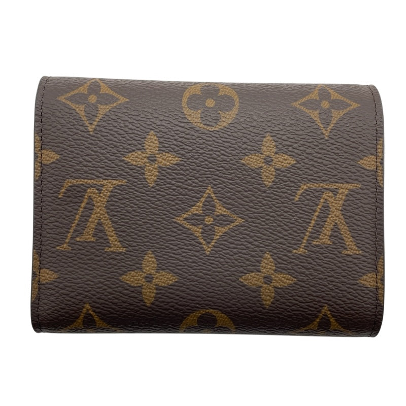 ルイ・ヴィトン LOUIS VUITTON ポルトフォイユ・ヴィクトリーヌ M41938 ブラウン×フーシャ モノグラムキャンバス レディース 三つ折り財布