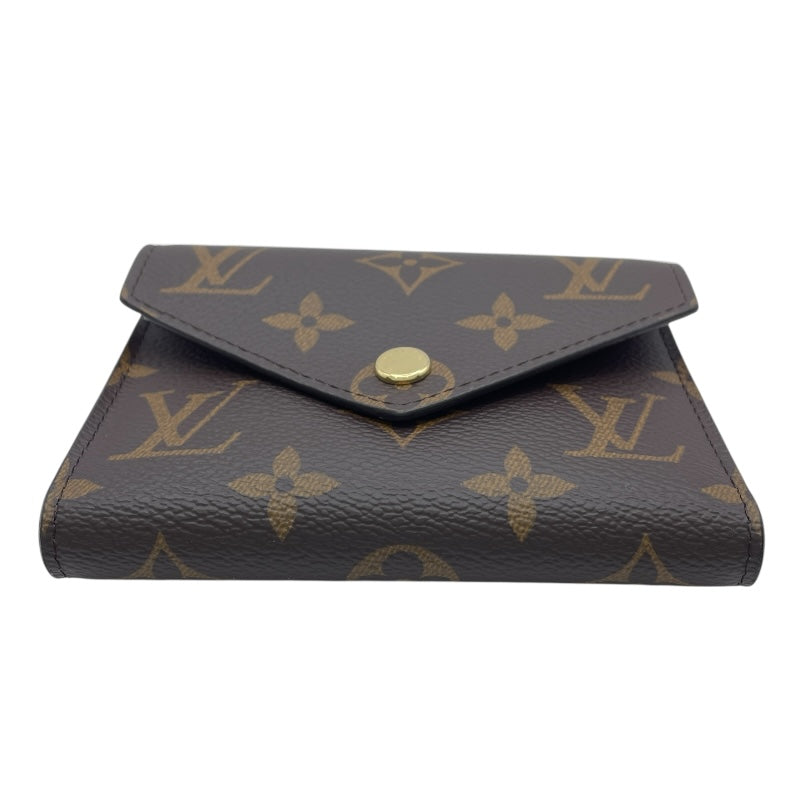 ルイ・ヴィトン LOUIS VUITTON ポルトフォイユ・ヴィクトリーヌ M41938 ブラウン×フーシャ モノグラムキャンバス レディース 三つ折り財布