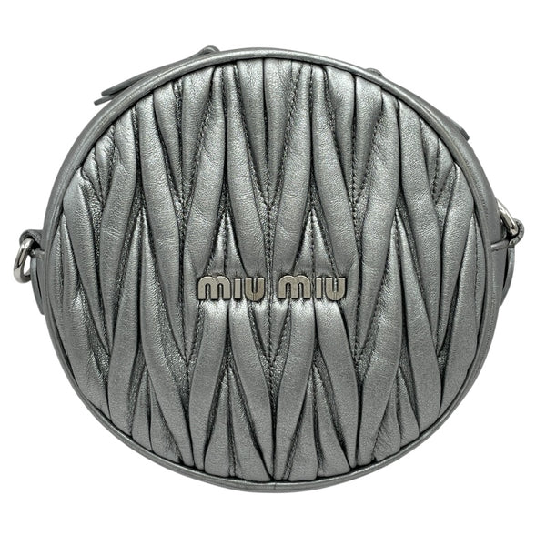 ミュウミュウ miu miu マテラッセ ショルダー シルバー レザー レディース ショルダーバッグ