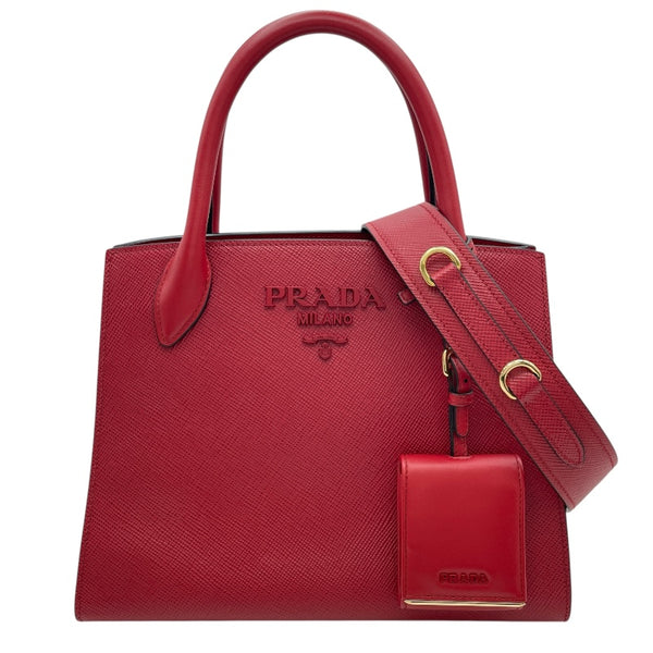 プラダ PRADA モノクロームバッグ 1BA156 レッド GD金具 サフィアーノレザー レディース ハンドバッグ