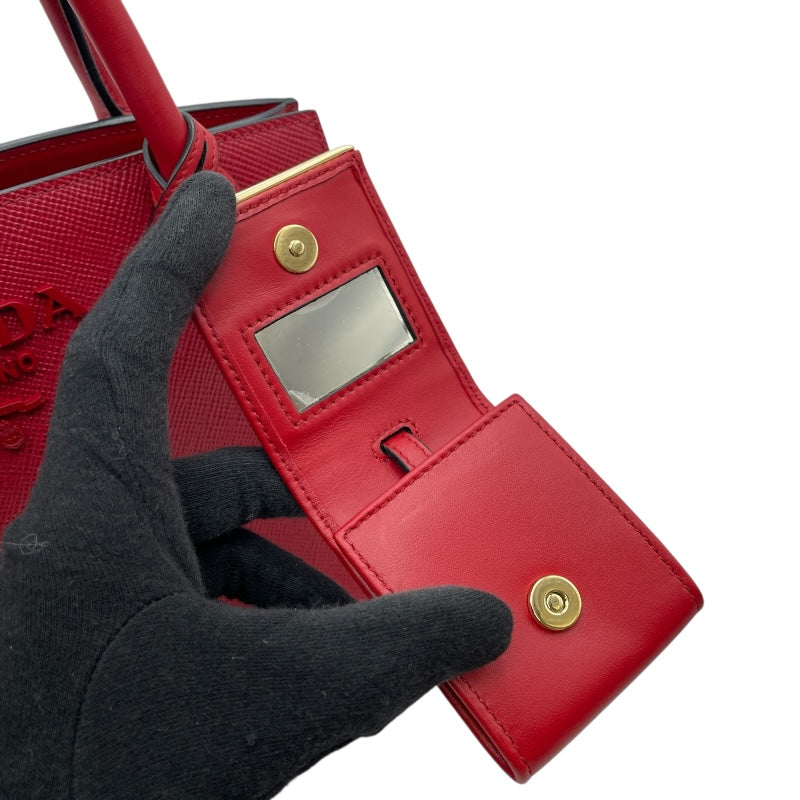 プラダ PRADA モノクロームバッグ 1BA156 レッド GD金具 サフィアーノレザー レディース ハンドバッグ