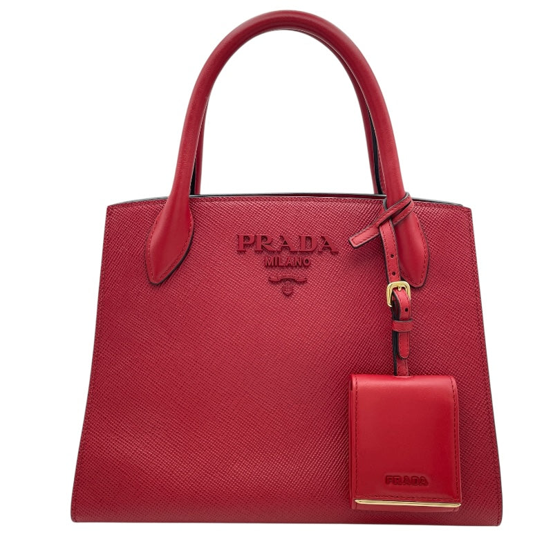 プラダ PRADA モノクロームバッグ 1BA156 レッド GD金具 サフィアーノレザー レディース ハンドバッグ