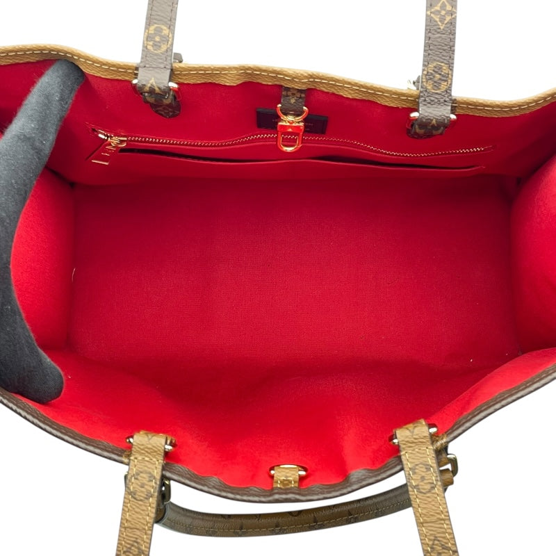 ルイ・ヴィトン LOUIS VUITTON オンザゴーGM M44576 ブラウン モノグラム ジャイアント・リバース レディース トートバッグ