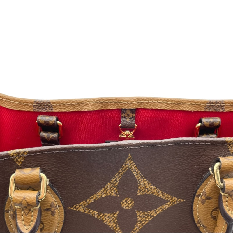 ルイ・ヴィトン LOUIS VUITTON オンザゴーGM M44576 ブラウン モノグラム ジャイアント・リバース レディース トートバッグ