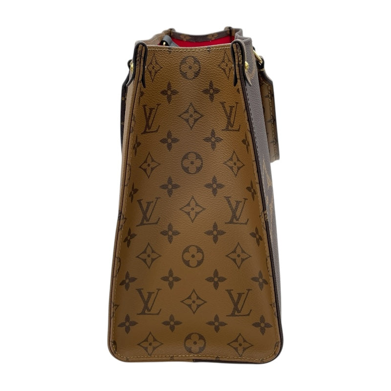 ルイ・ヴィトン LOUIS VUITTON オンザゴーMM M45321 ブラウン モノグラムキャンバス･ジャイアント・リバースキャンバス レディース トートバッグ