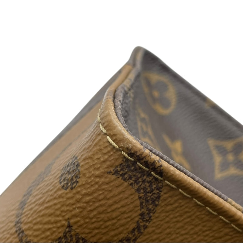 ルイ・ヴィトン LOUIS VUITTON オンザゴーPM M46373 ブラウン モノグラム・ジャイアント・リバース レディース ハンドバッグ