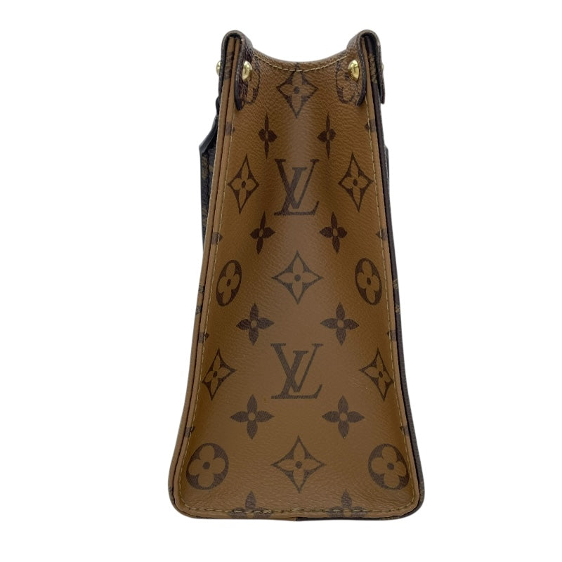 ルイ・ヴィトン LOUIS VUITTON オンザゴーPM M46373 ブラウン モノグラム・ジャイアント・リバース レディース ハンドバッグ