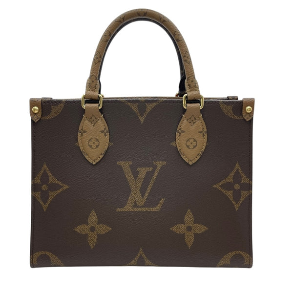 ルイ・ヴィトン LOUIS VUITTON オンザゴーPM M46373 ブラウン モノグラム・ジャイアント・リバース レディース ハンドバッグ