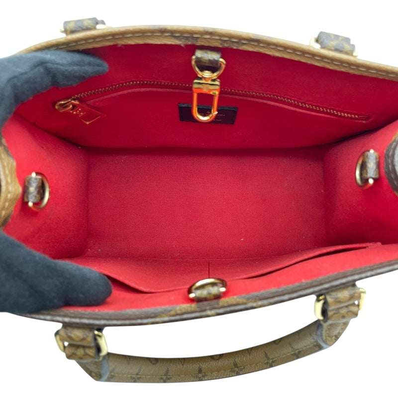 ルイ・ヴィトン LOUIS VUITTON オンザゴーPM M46373 ブラウン モノグラム・ジャイアント・リバース レディース ハンドバッグ