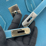 エルメス HERMES バーキン35 □K刻印　(2007年製) ブルージーン　シルバー金具 トゴ レディース ハンドバッグ