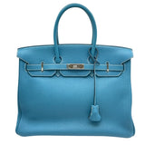 エルメス HERMES バーキン35 □K刻印　(2007年製) ブルージーン　シルバー金具 トゴ レディース ハンドバッグ