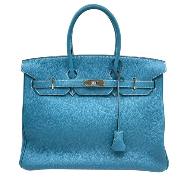 エルメス HERMES バーキン35 □K刻印　(2007年製) ブルージーン　シルバー金具 トゴ レディース ハンドバッグ