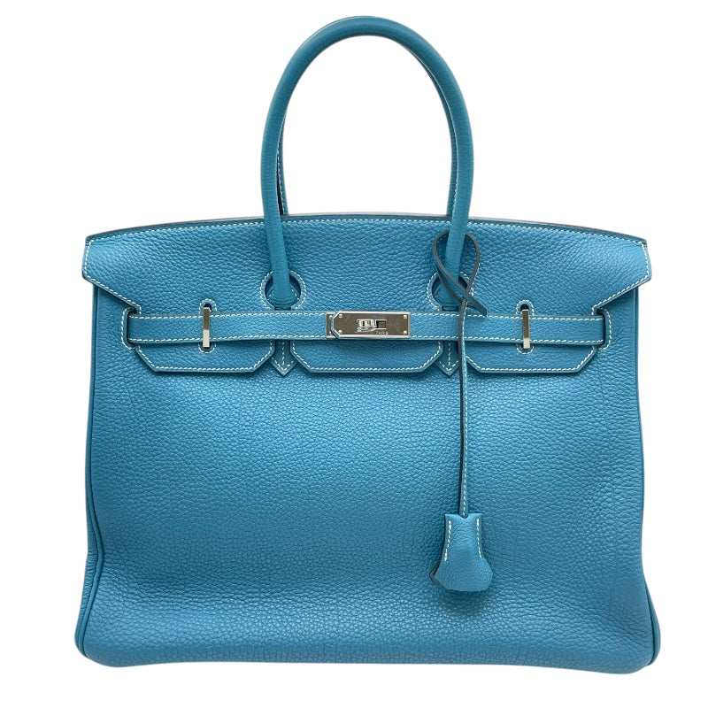 エルメス HERMES バーキン35 □K刻印　(2007年製) ブルージーン　シルバー金具 トゴ レディース ハンドバッグ